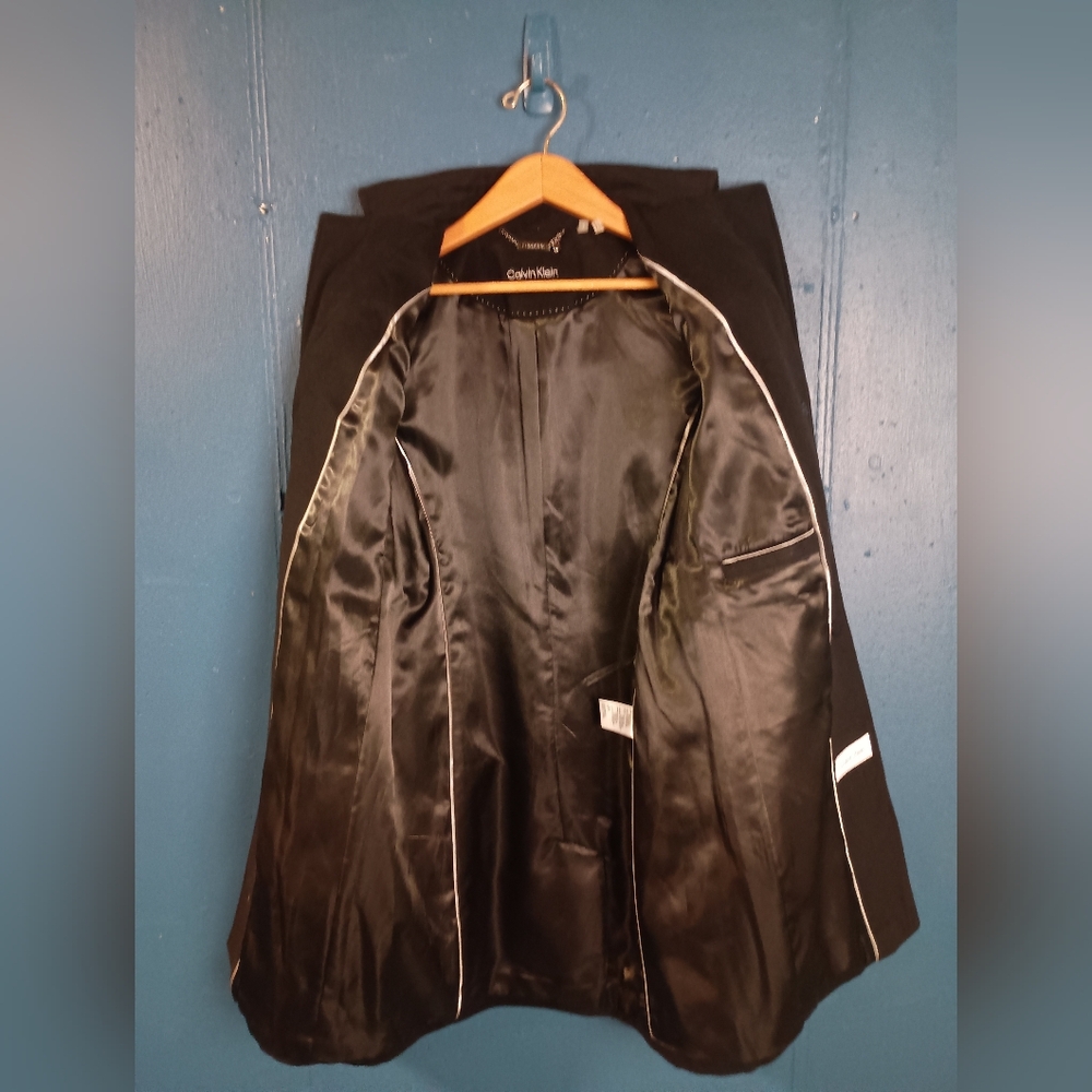 Calvin Klein- Classic Long Black Pea Coat- Size 2 - Picture 3 of 13